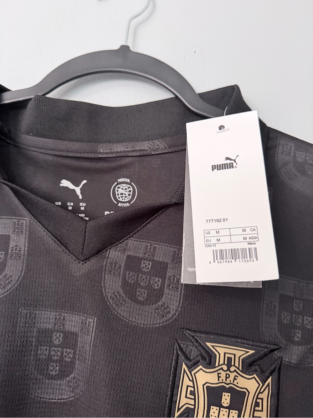Puma Black Portugal Football Jersey with Gold Accents - Picture 3 of 4